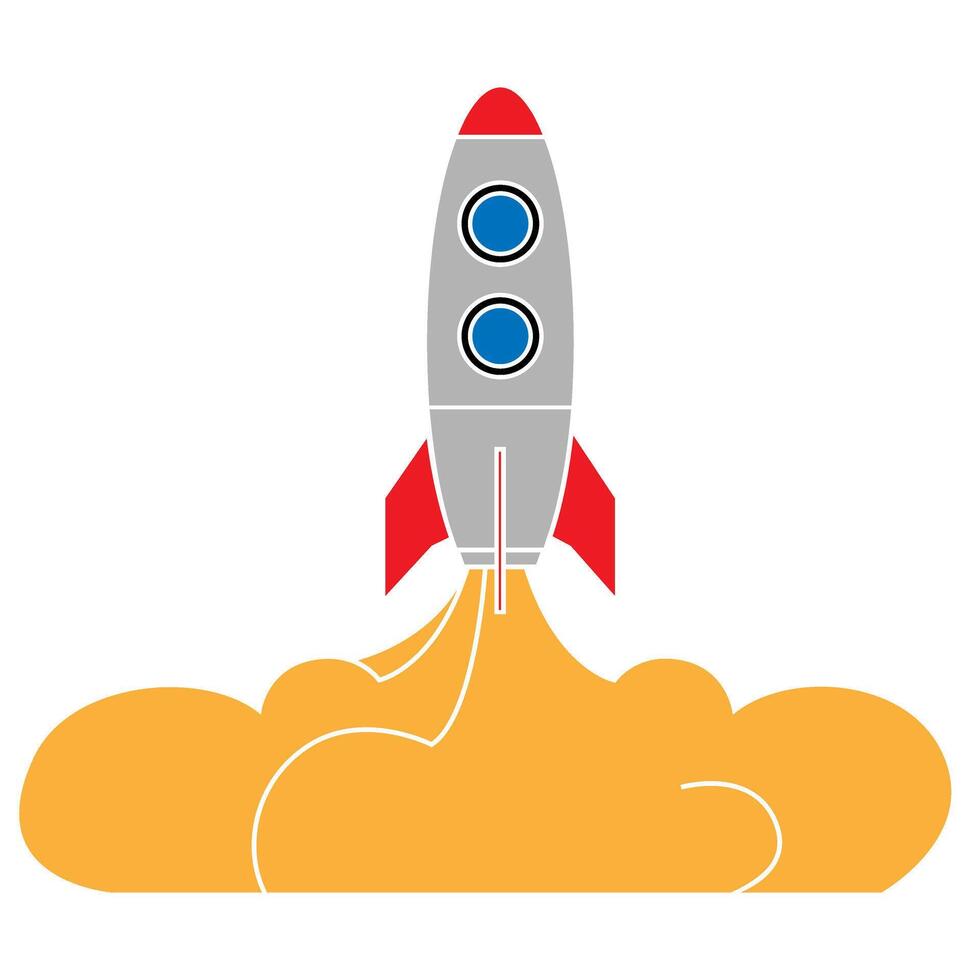Rocket launch icon. Flat illustration of rocket launch icon for web vector