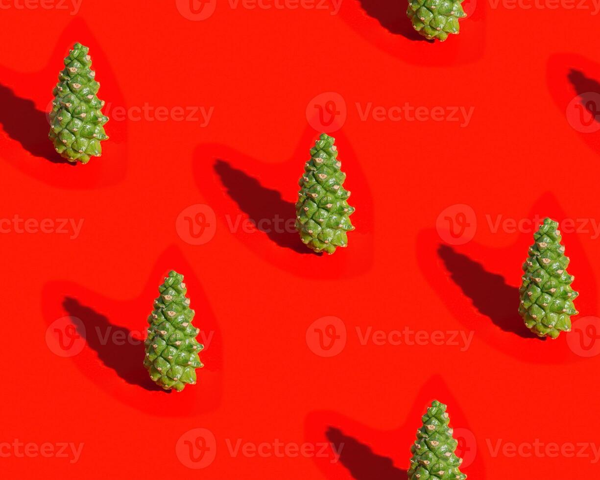 Christmas seamless pattern with natural green pine cone Christmas and New Year Holiday nature background. photo