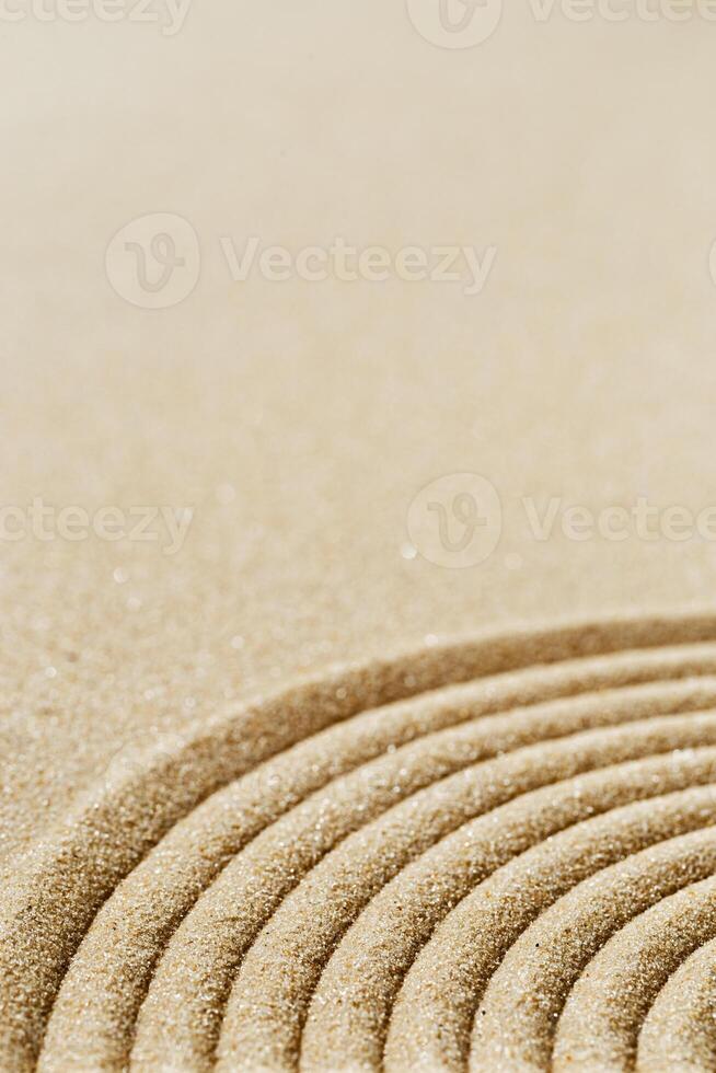 Pattern in Japanese Zen Garden with close up concentric circles on sand Aesthetic minimal photo