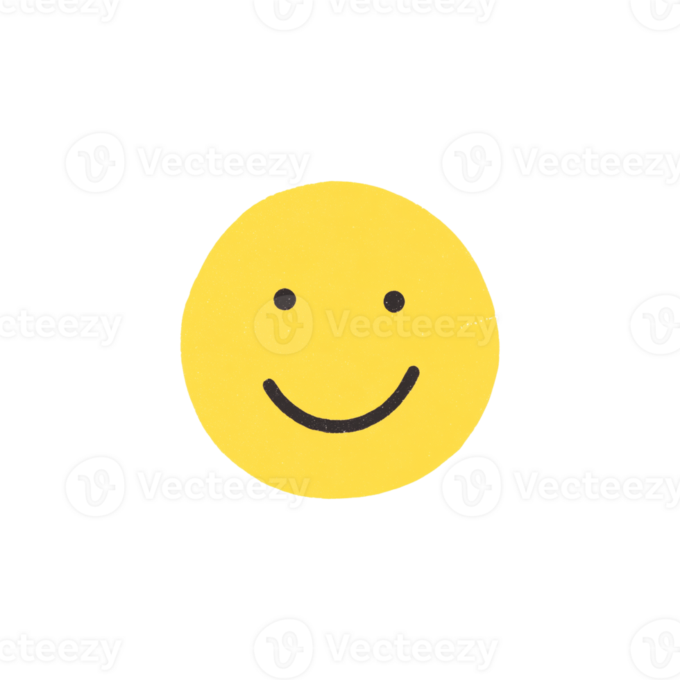 Yellow Circle with Minimalist Smiling Face png