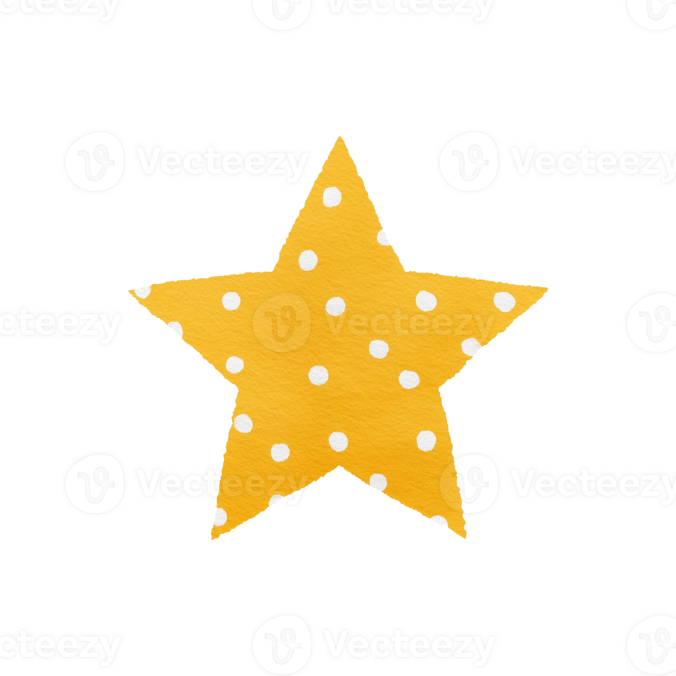 Yellow Star with White Polka Dots on Transparent Background png