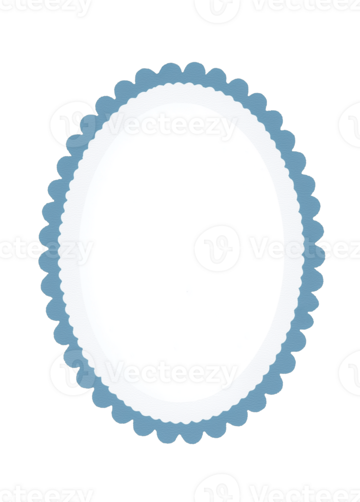 Scalloped Circle with White Center and Blue Border png