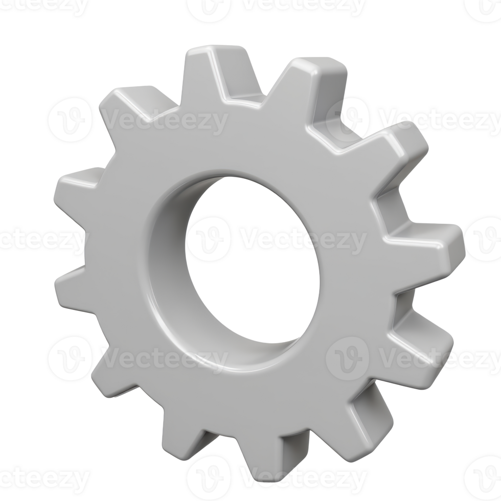 3d cartoon icon of a Single Gray Cogwheel png