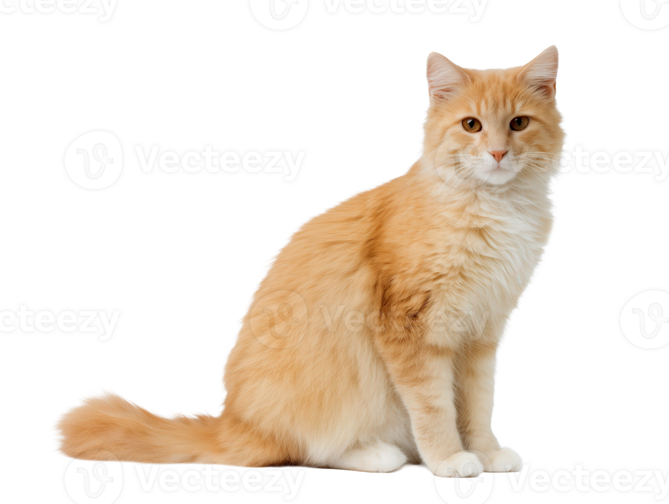 Seated Ginger Cat Isolated on Transparent Background png