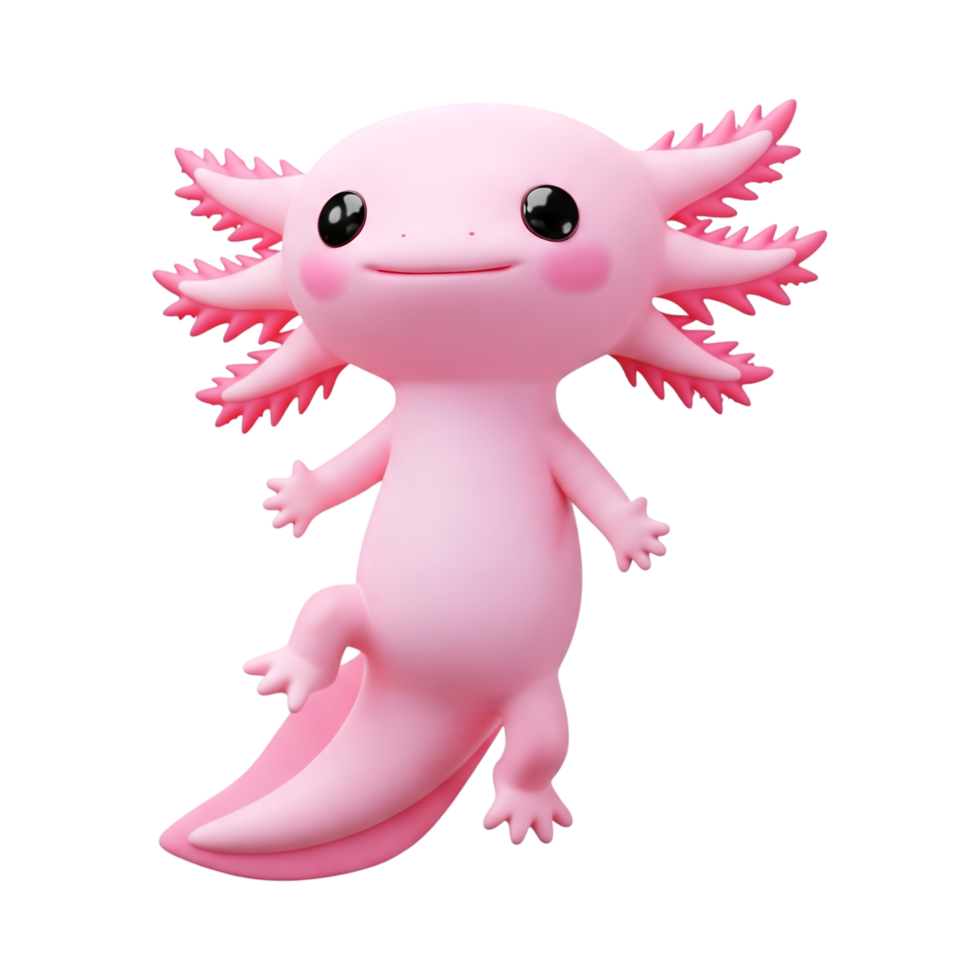 adorable pink axolotl 3d cartoon png