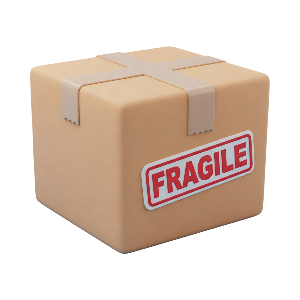 3D fragile cardboard box png