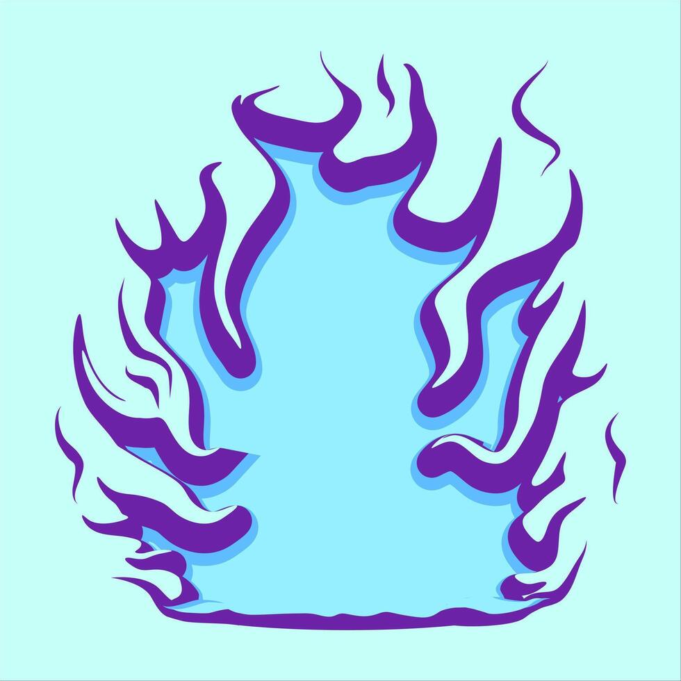 Modern illustration of a stylized blue flame with bold purple vector