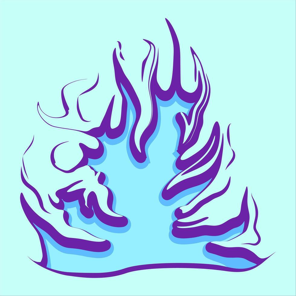 a blue and purple fire with flames and smoke vector