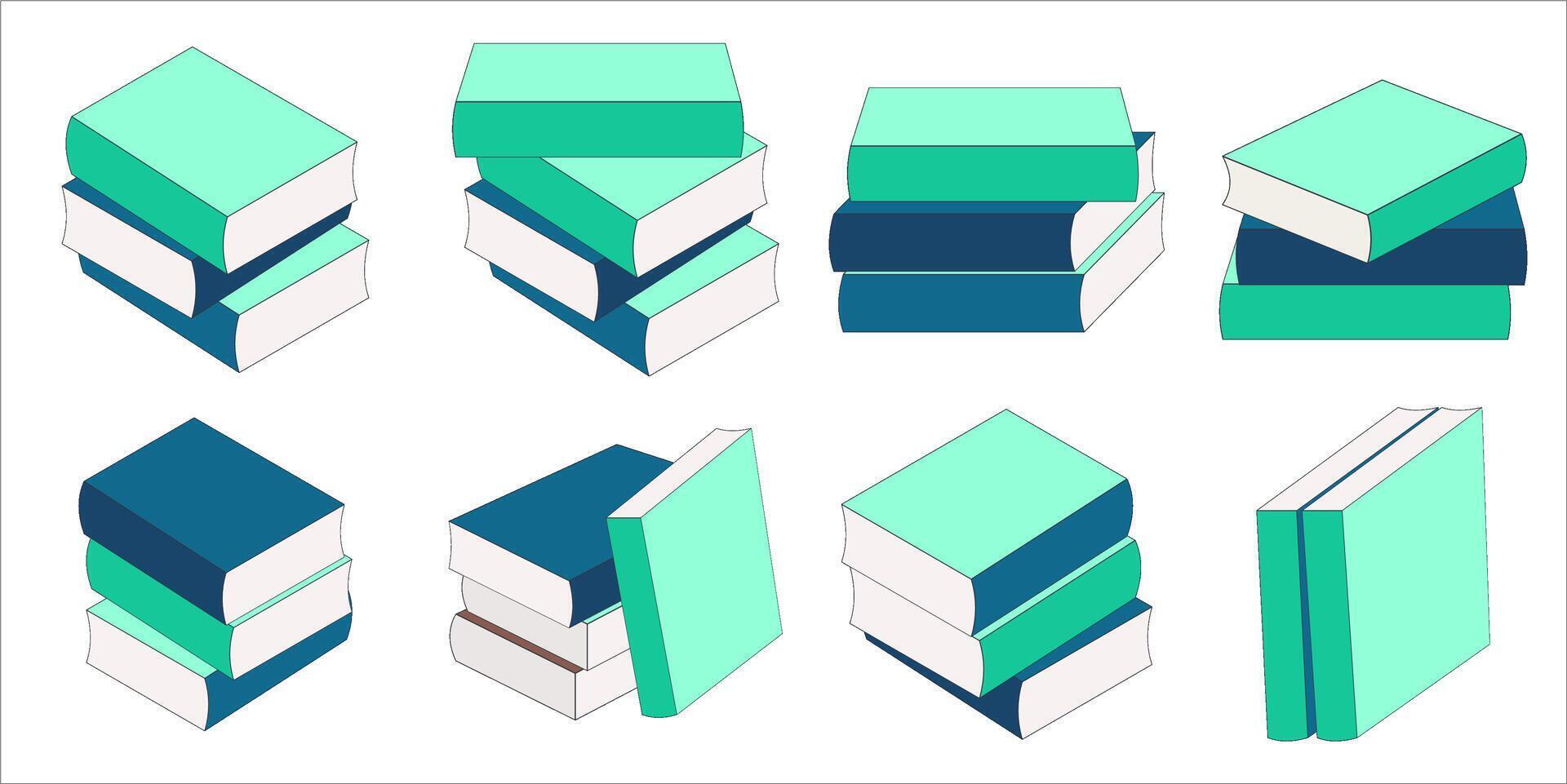 Stack of Books,A set of four minimalist flat-style illustrations vector