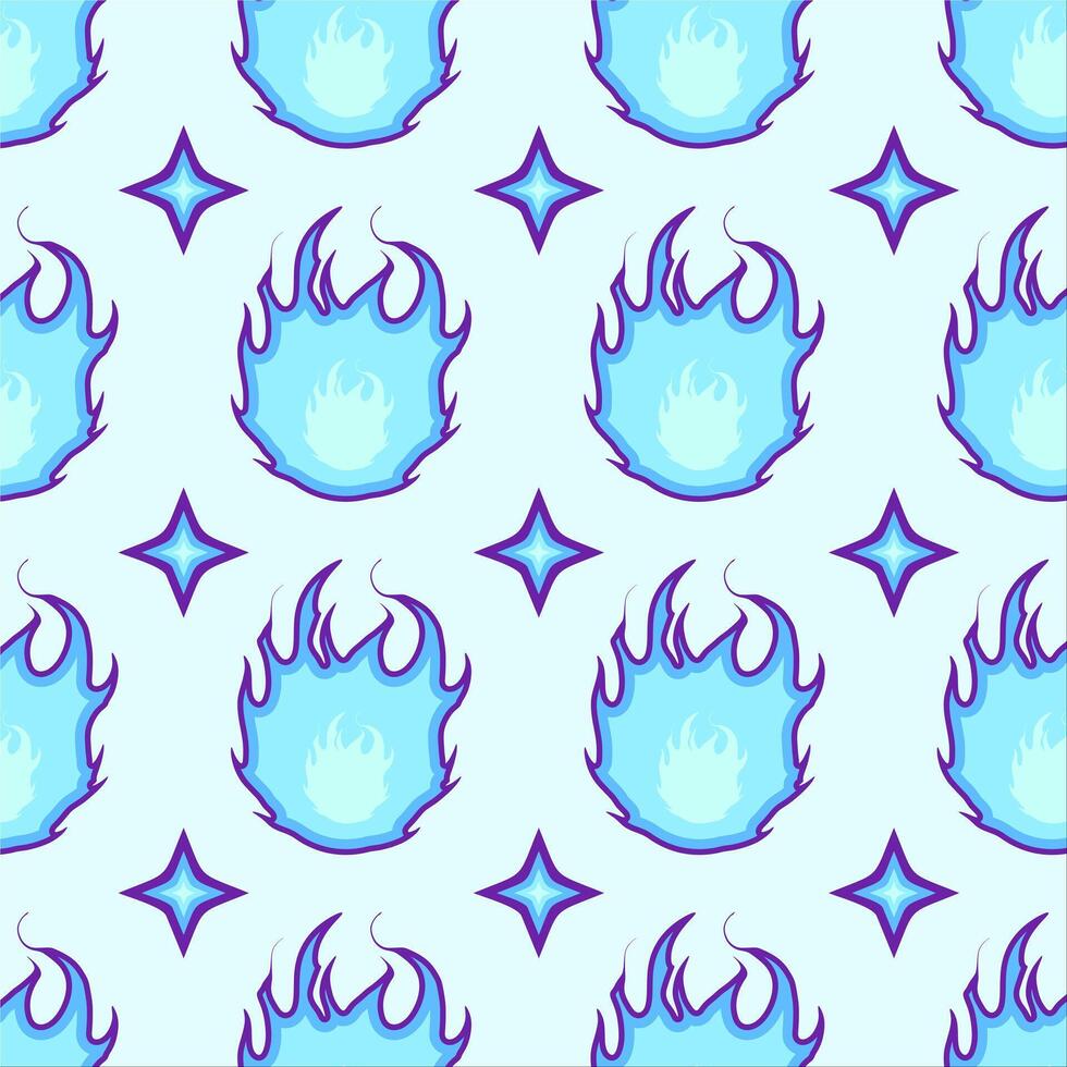 a blue and purple pattern with flames vector