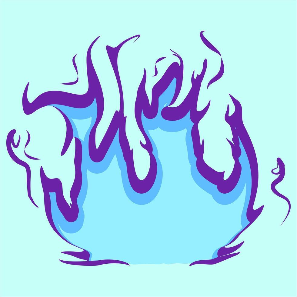 a blue and purple fire ball with flames coming out of it vector