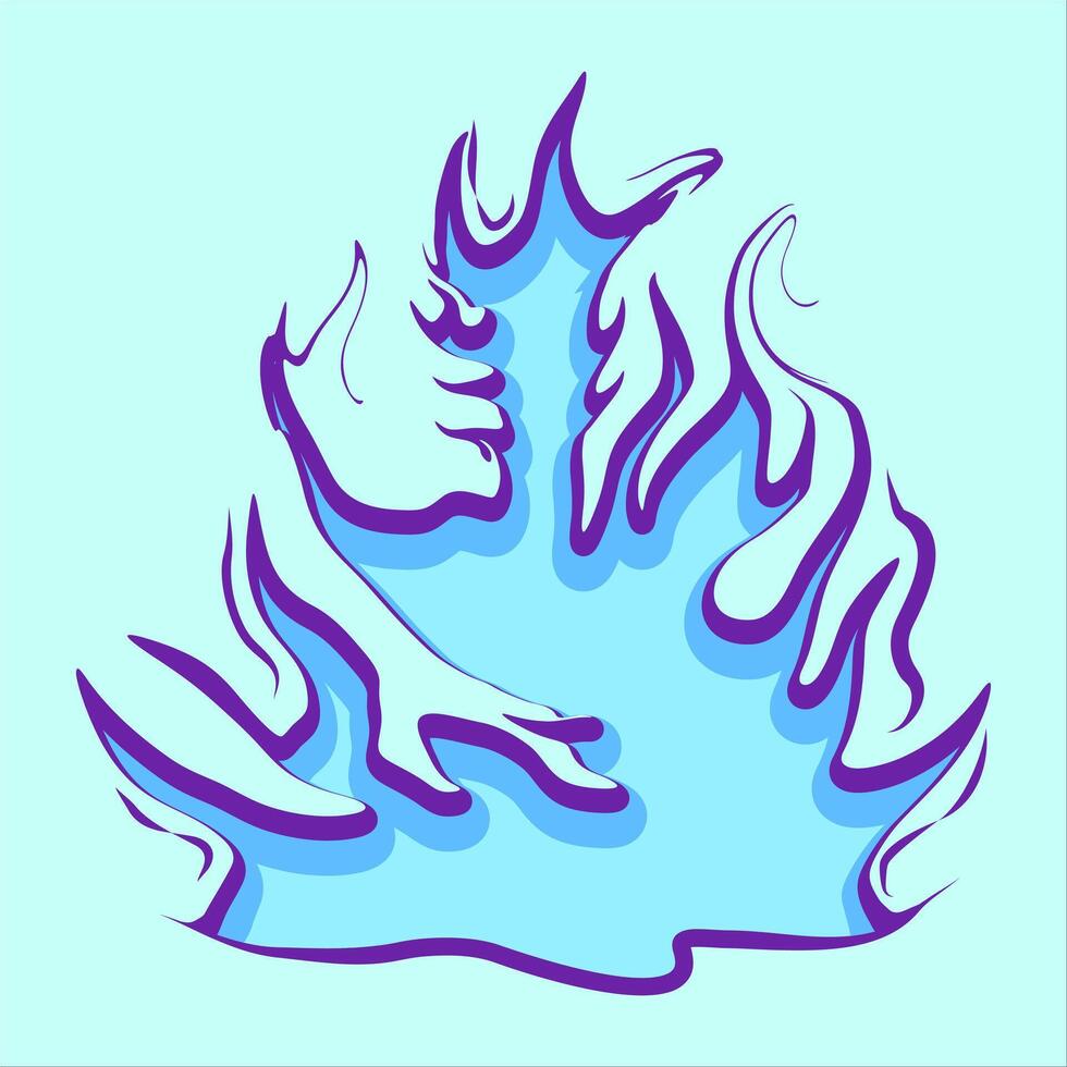 a blue and purple fire with flames and smoke, Modern illustration of a stylized blue flame vector