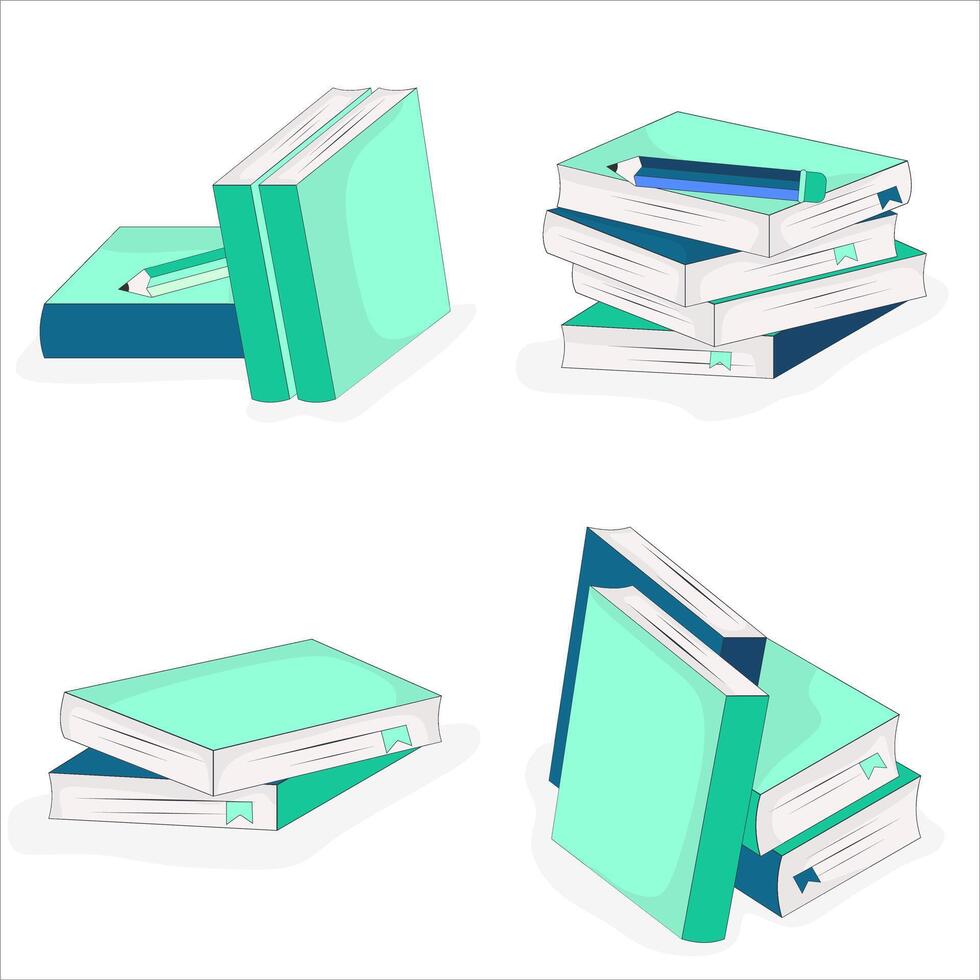 a set of four books with different colors vector