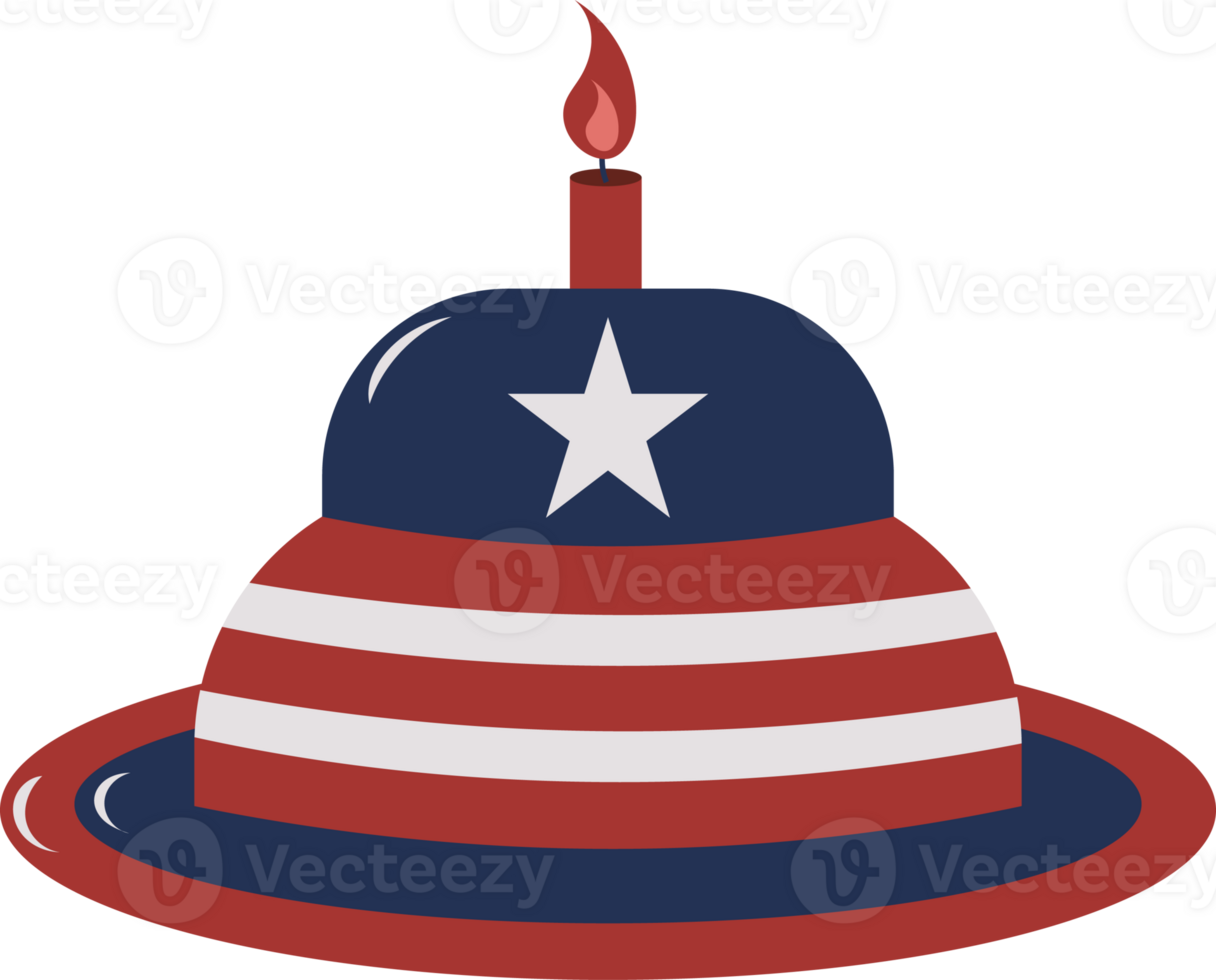 Patriotic Cake with Candle for Fourth of July png