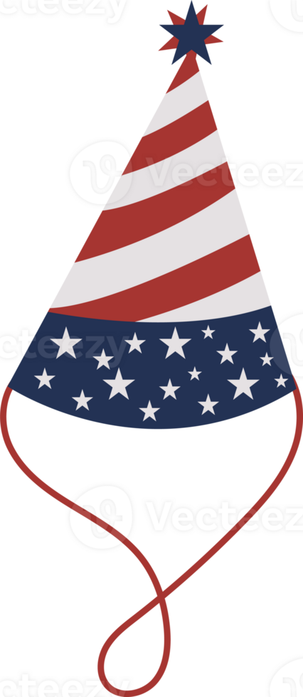 Party Hat with American Flag Design png