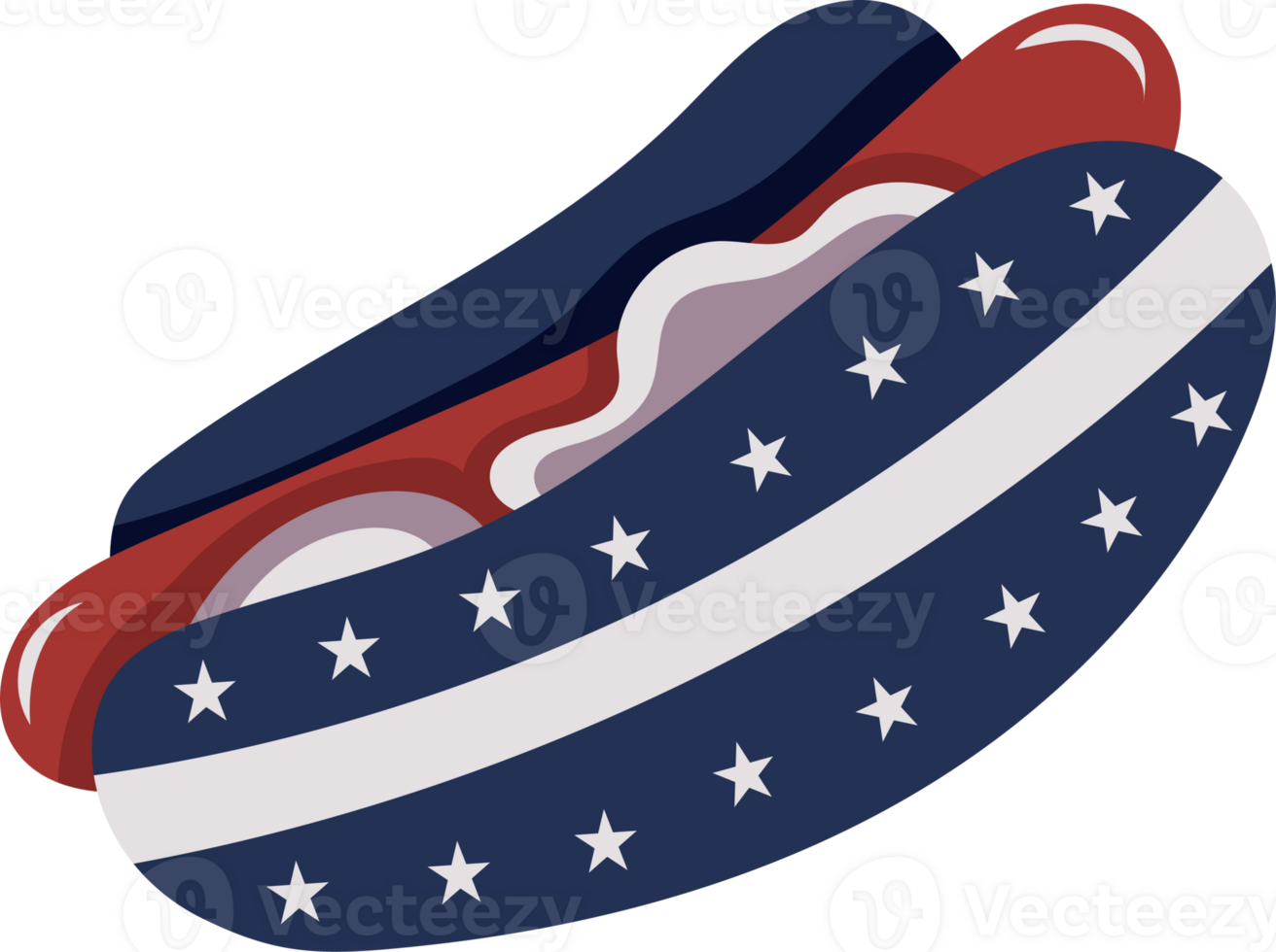Patriotic Hotdog With Stars and Stripes png