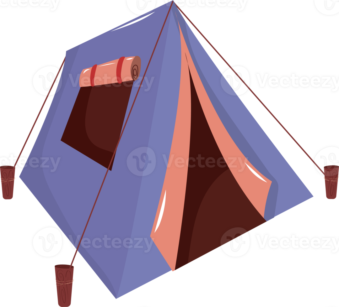 Illustration of Cute Purple Camping Tent png