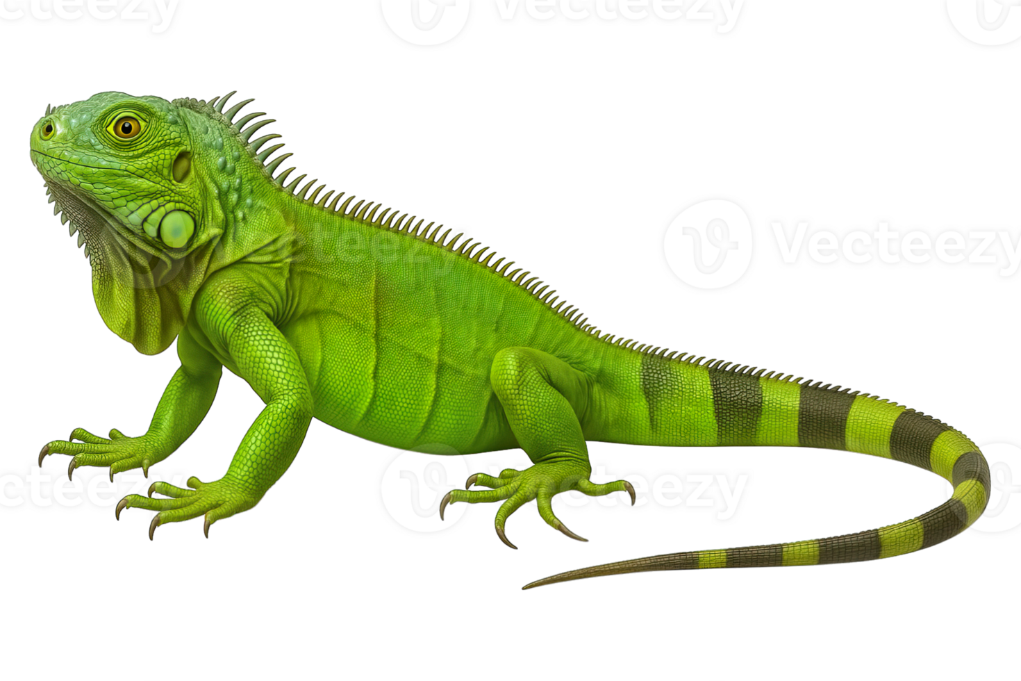 Green Iguana Side View Isolated on Transparent Background, png