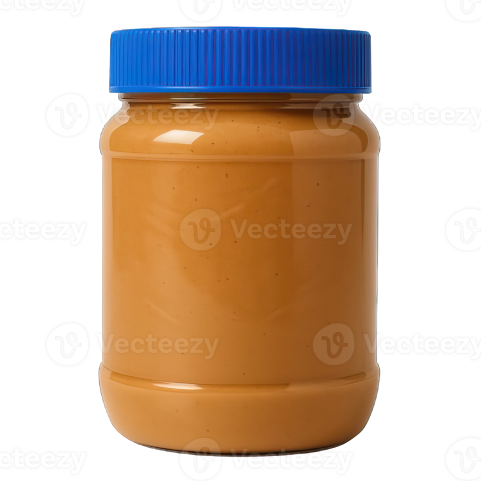 Peanut Butter Jar with Blue Lid Isolated on Transparent Background, png