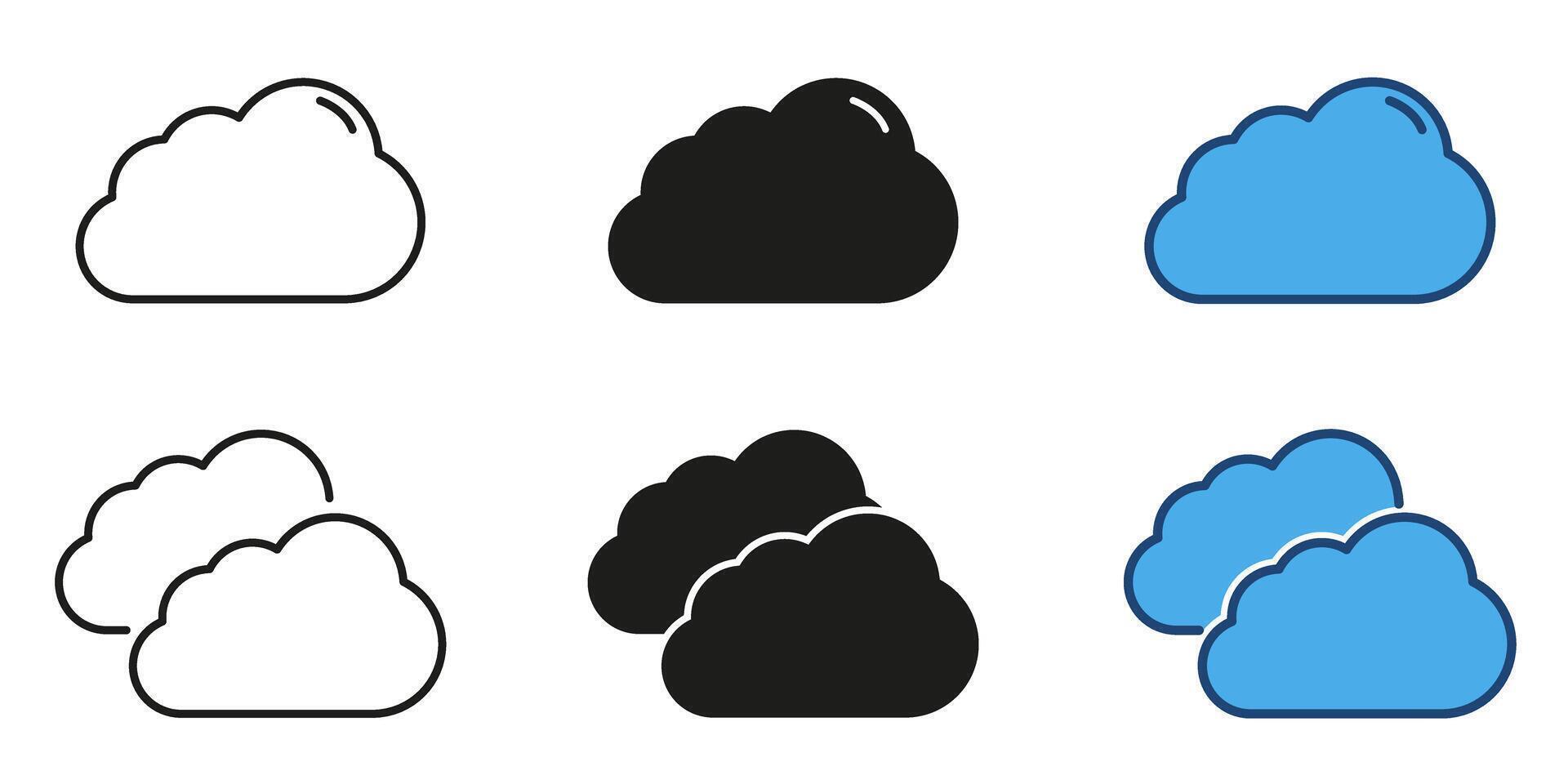 Cloud line and solid icon set. Cloud design and weather symbol collection. Isolated illustration vector