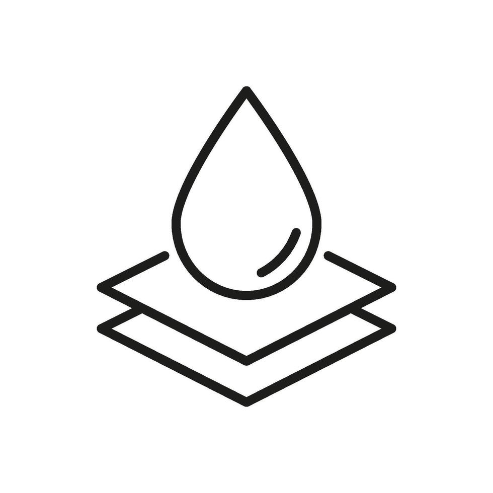 Waterproof Material Layer Icon. Water Resistance, Protection, And Durability Outline Symbol. Moisture Barrier Technology. Editable Stroke. Isolated Illustration vector