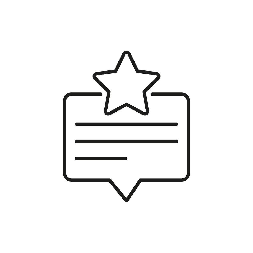 Star Review Comment Icon. Customer Feedback And Rating Outline Symbol. Quality Assurance And User Experience Evaluation. Editable Stroke. Isolated Illustration vector