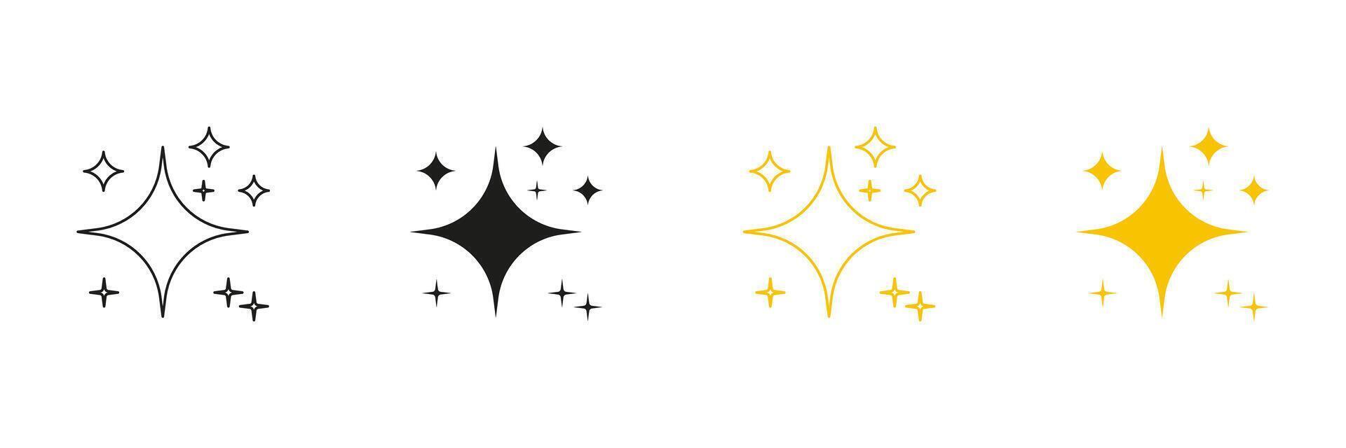 Shining Star And Sparkle Line And Solid Icon Set. Brightness And Twinkle Symbol Collection. Isolated Illustration vector