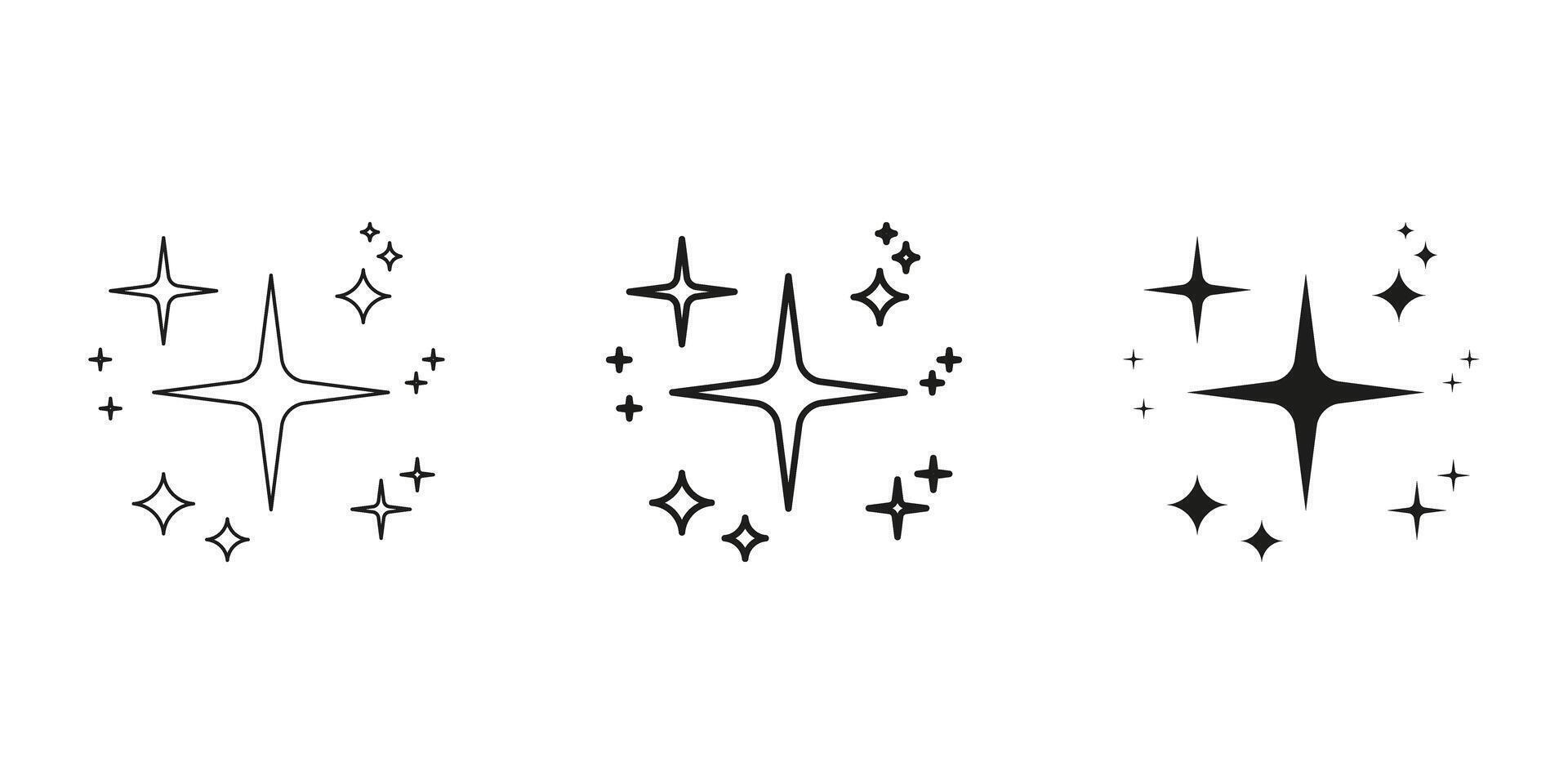 Star And Sparkle Decorative Line And Solid Icon Set. Radiant Twinkle And Shine Symbol Collection. Isolated Illustration vector
