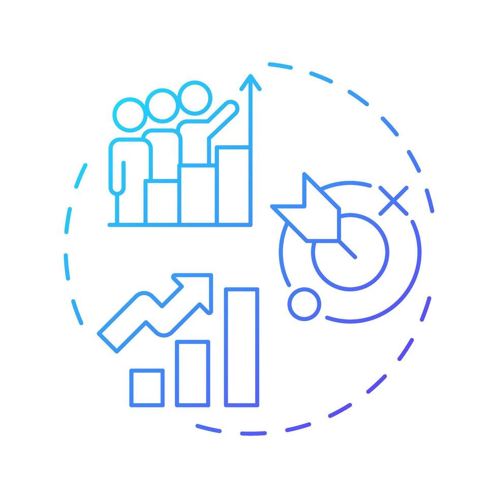 Business it alignment blue gradient concept icon. Prioritization framework. Efficiency, productivity. Round shape line illustration. Abstract idea. Graphic design. Easy to use in blog post vector