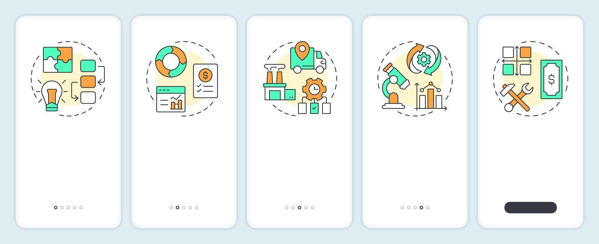 valor Ingenieria herramientas inducción móvil aplicación pantalla. proceso mapa. recorrido 4 4 pasos editable gráfico instrucciones con lineal conceptos. ui, ux, gui vector