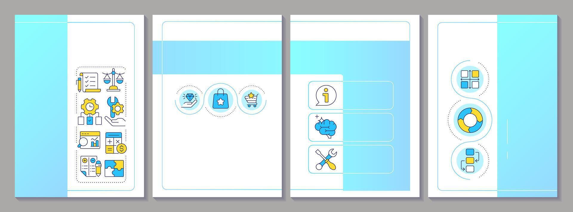 Value engineering methodology brochure layout. Project management, process mapping. Leaflet advertising design with color line icons. Editable 4 pages vector