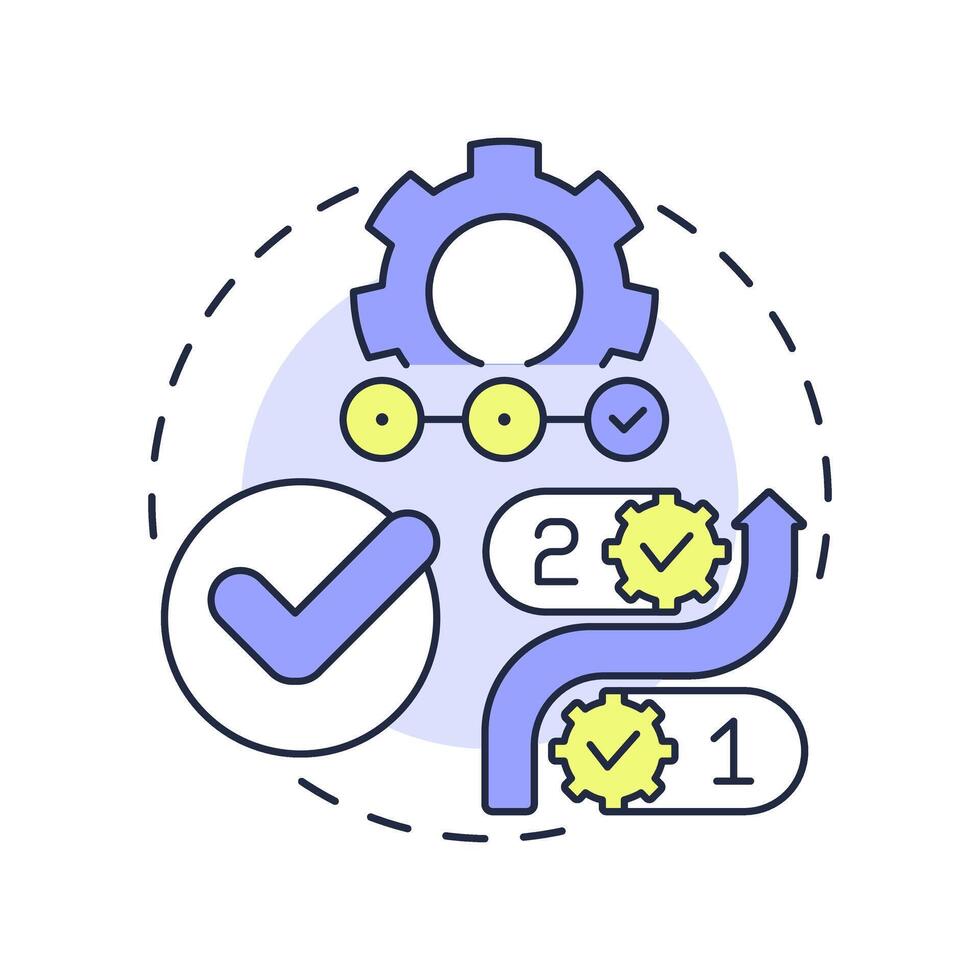 Tasks multi color concept icon. Process map, technology. Productivity, performance. Round shape line illustration. Abstract idea. Graphic design. Easy to use in advertising, marketing vector