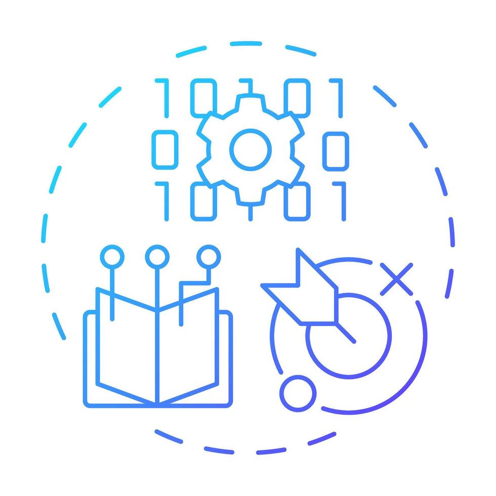 ITIL blue gradient concept icon. Software development, programming. Goal focus, milestone. Round shape line illustration. Abstract idea. Graphic design. Easy to use in blog post, presentation vector