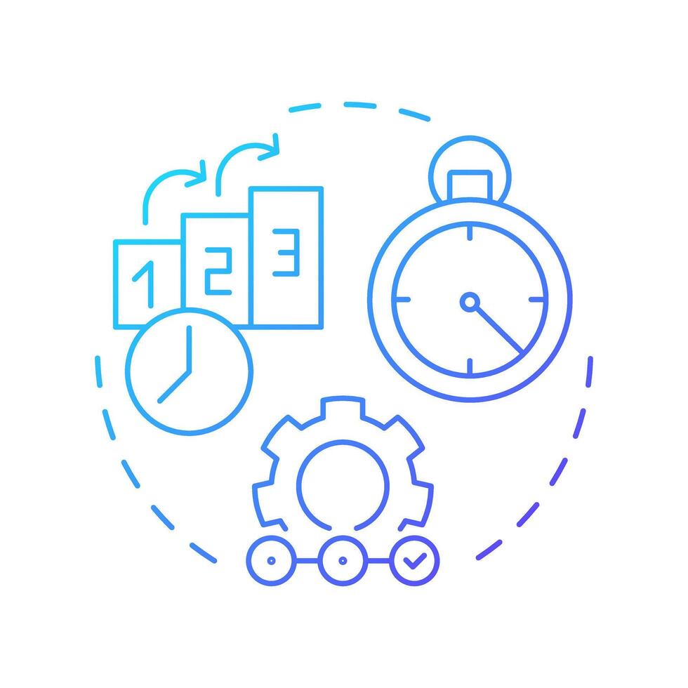 Progress iteratively with feedback blue gradient concept icon. Efficiency, productivity. Round shape line illustration. Abstract idea. Graphic design. Easy to use in blog post, presentation vector