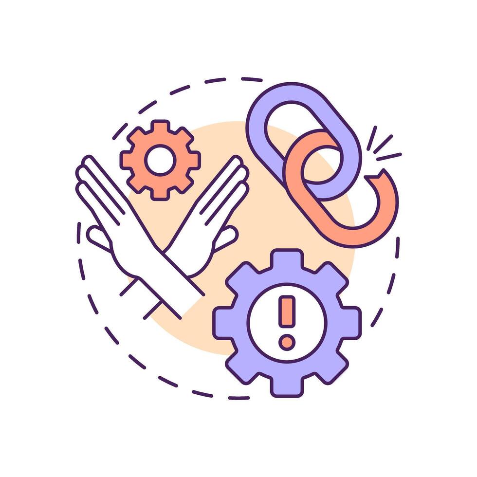 Lack of accountability multi color concept icon. Workflow management. Tasks organization, responsibilities. Round shape line illustration. Abstract idea. Graphic design. Easy to use in advertising vector