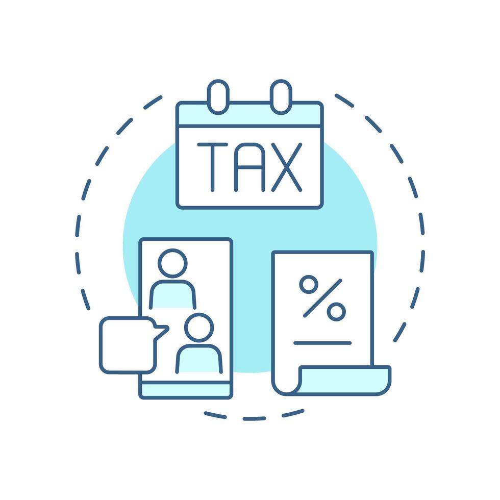 Tax consulting soft blue concept icon. Expenses management. Finance, economics. Round shape line illustration. Abstract idea. Graphic design. Easy to use in infographic, presentation vector