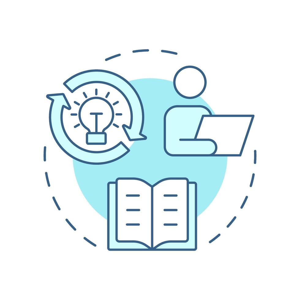 Research skills soft blue concept icon. Data collecting, analysis. Documentation review. Round shape line illustration. Abstract idea. Graphic design. Easy to use in infographic, presentation vector