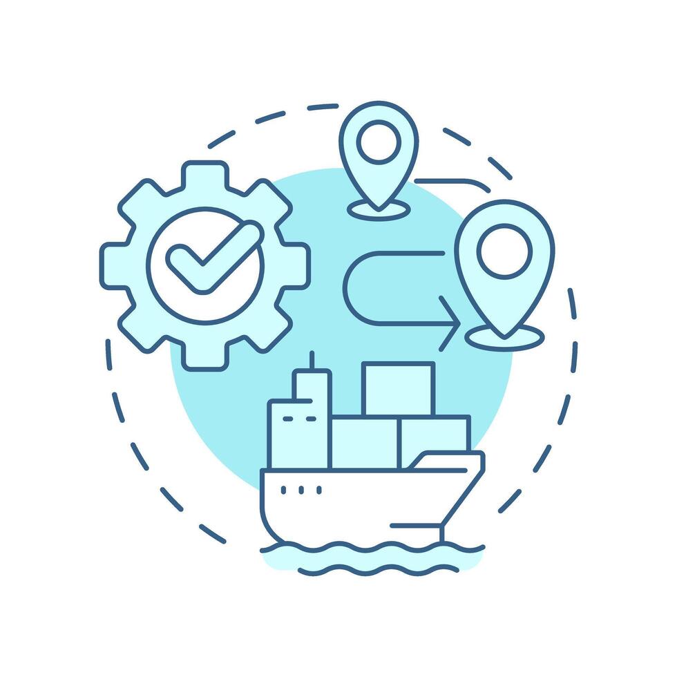 Planning soft blue concept icon. Detailed berth to berth navigational route. Stage of passage development. Round shape line illustration. Abstract idea. Graphic design. Easy to use in booklet vector