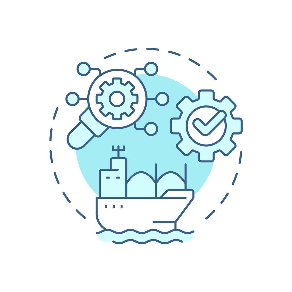Bulk carrier management soft blue concept icon. Transport unpackaged dry cargo. Vessel type regulation solution. Round shape line illustration. Abstract idea. Graphic design. Easy to use in booklet vector