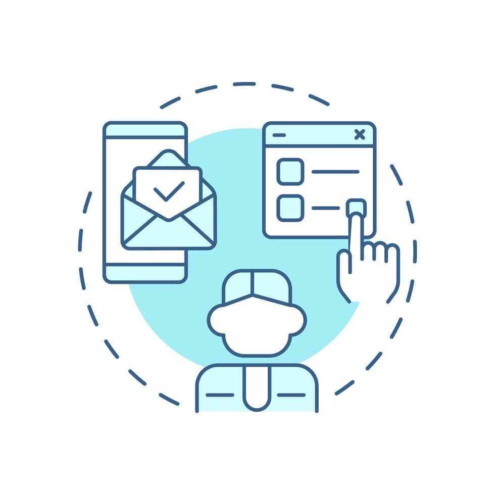 Request for quotation soft blue concept icon. Product information, customer support. Round shape line illustration. Abstract idea. Graphic design. Easy to use in infographic, article vector