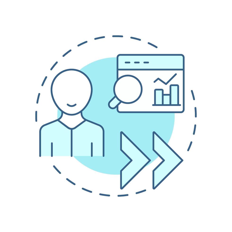 Evaluation and transition soft blue concept icon. Data analysis, monitoring. Statistical metrics. Round shape line illustration. Abstract idea. Graphic design. Easy to use in infographic, presentation vector