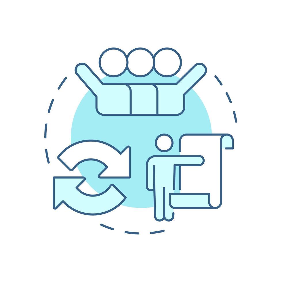 Organizational change soft blue concept icon. Digital transformation, restructuring. Round shape line illustration. Abstract idea. Graphic design. Easy to use in infographic, presentation vector