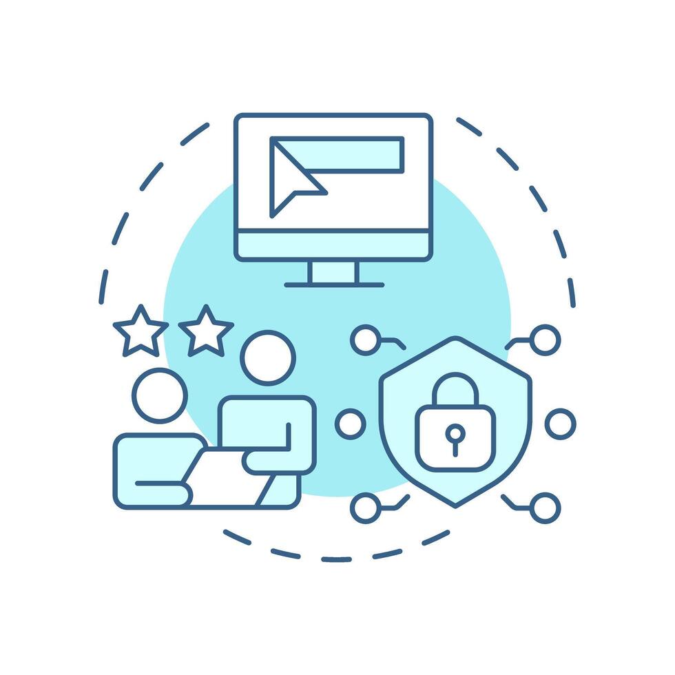 IT consulting soft blue concept icon. Customer support, cybersecurity. Infrastructure management. Round shape line illustration. Abstract idea. Graphic design. Easy to use in infographic vector