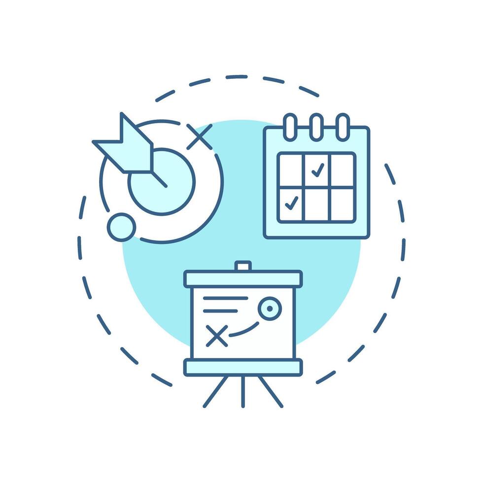 Action planning soft blue concept icon. Business strategy. Goal, milestone. Risk assessment. Round shape line illustration. Abstract idea. Graphic design. Easy to use in infographic, presentation vector