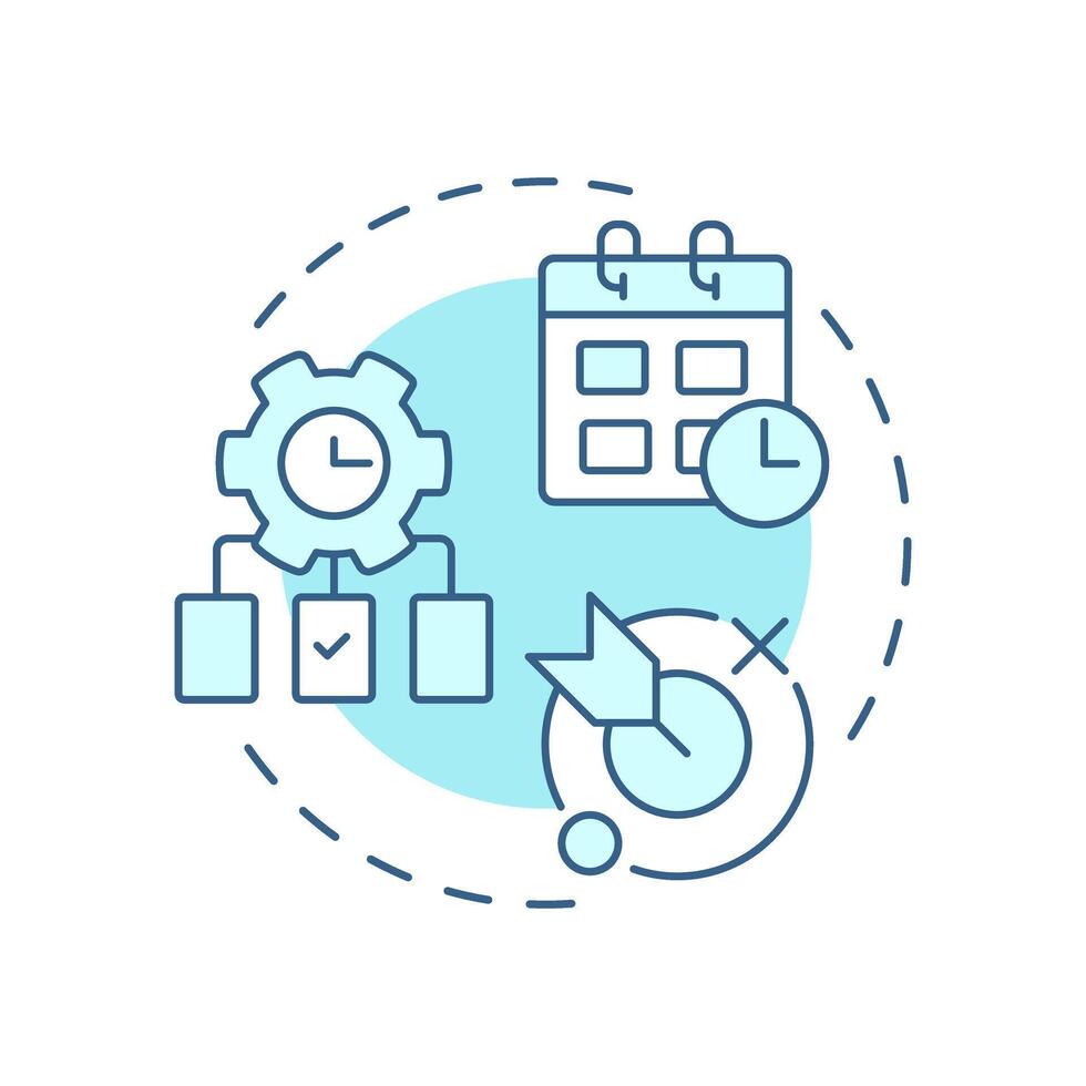 Time management soft blue concept icon. Workflow organization. Schedule, deadlines. Round shape line illustration. Abstract idea. Graphic design. Easy to use in infographic, presentation vector