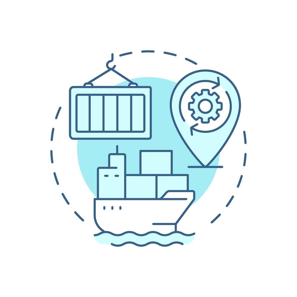 Container vessel management soft blue concept icon. Transporting packed cargoes. Ship type regulation solution. Round shape line illustration. Abstract idea. Graphic design. Easy to use in booklet vector