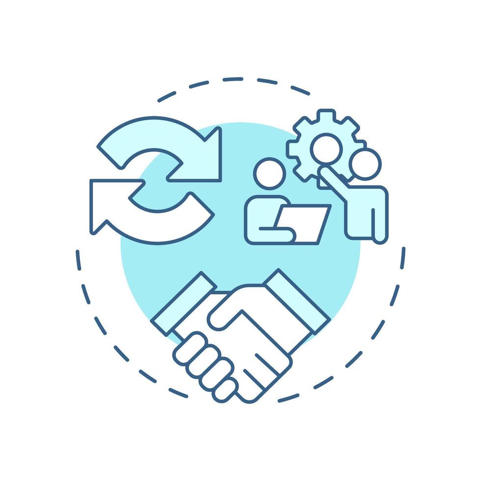 Quote negotiation soft blue concept icon. Teamwork, professional. Problem solving, communication. Round shape line illustration. Abstract idea. Graphic design. Easy to use in infographic, article vector