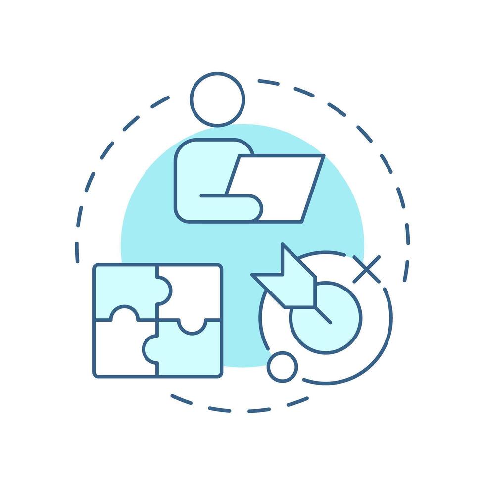 Customized solutions soft blue concept icon. Problem solving. Goal, milestone. Round shape line illustration. Abstract idea. Graphic design. Easy to use in infographic, presentation vector
