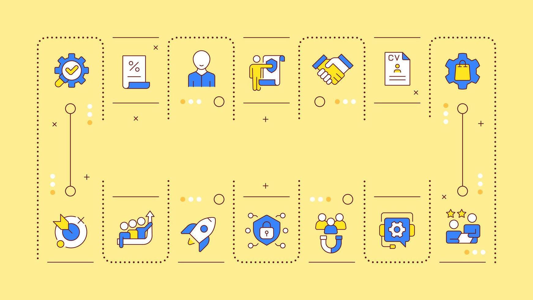 Consulting yellow word concept. Tax management, control. Teamwork organization, cybersecurity. Typography banner. Illustrationwith title text, editable icons color vector