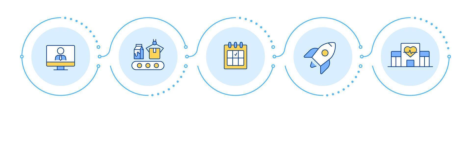 Business incubator models infographic 5 steps. Time management, deadlines. Startup, medicine. Flow chart infochart. Editable info graphics icons vector